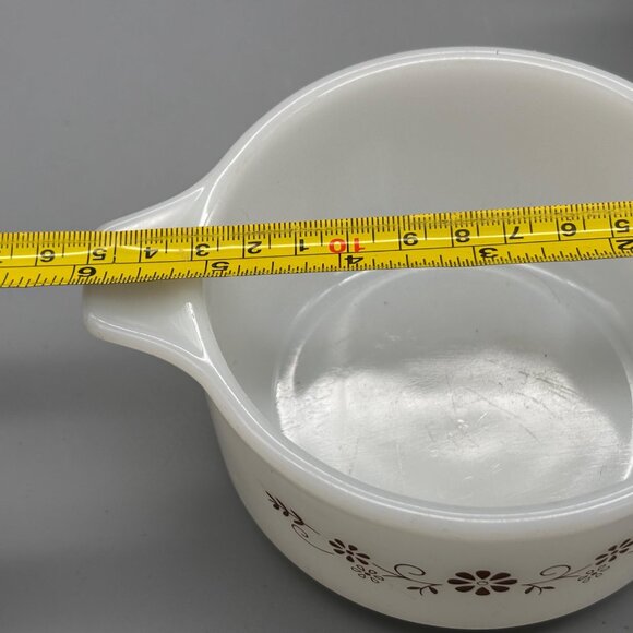 Vintage Dynaware Pyr-O-Rey Brown Daisy Pattern Glass Bowls With Side Handles Set - Picture 7 of 8